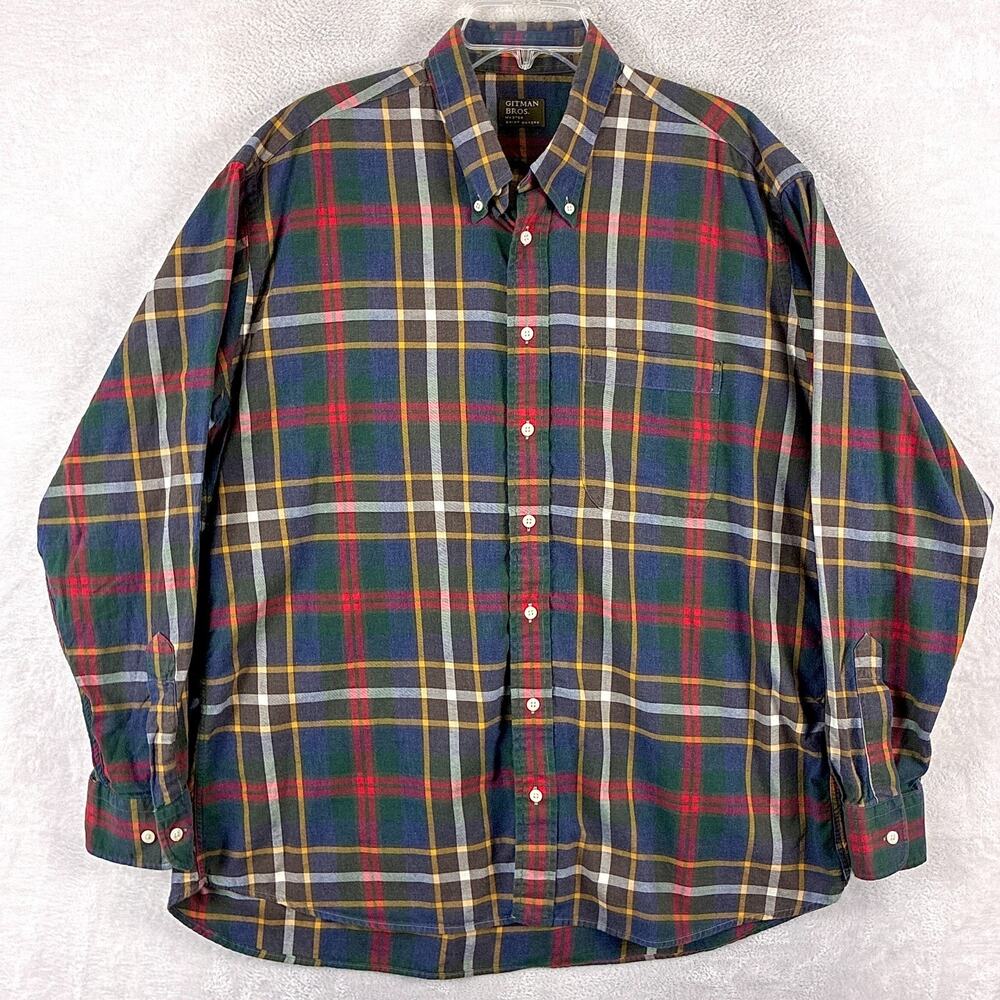 Gitman Bros Shirt Men XL Multicolor Plaid Lightweight Flannel Preppy Classic USA